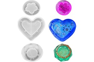 Afunta - Stampo per posacenere, 3 pezzi, in resina a forma di rombo, forma di fiore di prugna, a forma di cuore, per principianti e fai da te