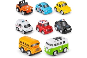 RuiDaXiang Métal Pull Back Voiture, 8 Pcs Ensemble de Mini Voiture Moulée sous Pression, Coche de Policía ...Enfants Jouets Friction Véhicules, pour âgés de 3 à 12 Ans, Filles, Garçons, Enfants