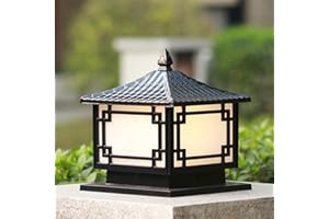 Mengjay Trade Recinzione Stigma Prato Lampione Lampioncino E27 Esterno Lampione Lanterna Pilastro Luce Quadrato Porta Colonna Faro Impermeabile Decor Giardino Cancello Paesaggio Lampione stradale