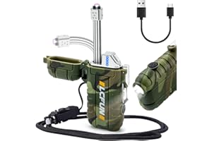 ‎LCFUN LcFun Feuerzeug Elektrisch, 360° Flexible Hals Lichtbogen Feuerzeug, USB C Feuerzeuge Wiederaufladbar, Plasma Feuerzeuge mit LED-Batterie-Anzeige & Taschenlampe für Camping, Kerze
