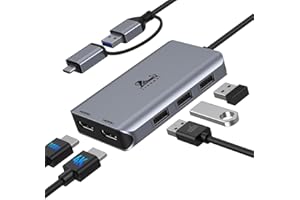 LIONWEI Hub USB 2 HDMI Docking Station USB 3.0 Dual Monitor, USB 3.0 a Dual HDMI e 3 USB 2.0, Adaptador Dual HDMI Splitter Compatible con MacBook Pro/Air/M1/M2, USB A Hub Compatible con DELL/HP, etc