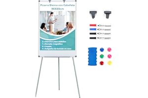 S SWANCROWN SwanSea Pizarra Blanca con Caballete 60x90cm, Pizarra Magnética con Trípode, Altura Ajustable, para Convenciones y Congresos