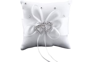 Gemini_mall® Coussin pour alliances en forme de cœur avec strass Blanc 10 x 10 cm