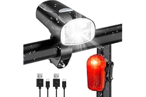 ‎REALKY LED Fahrradlicht Set, STVZO Zugelassen Fahrradbeleuchtung Fahrradlampe Wasserdicht und USB-Aufladung Fahrrad Licht Bike Light mit Frontlichter und Rücklicht
