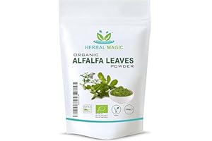 Herbal Magic's Organic Alfalfa Leaf Powder - Green Superfood for Smoothies, Soups, Baking - Free from Fillers & preservatives - 100g - of&G UK Organic Certified