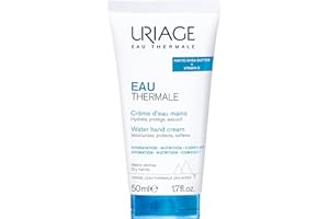 Uriage Eau Thermale Crème d'Eau Mains - Beurre de Karité - Nourrit, Protège - Renforce et Hydrate les Ongles - Texture Légère, Absorption Rapide - Parfum Fruité et Floral - Résistante à l'Eau - 50ml