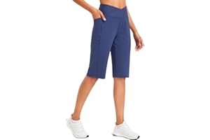 baleaf Womens Shorts Ladies Bermuda Running Long Short 14" Knee Length High Waisted Gym Shorts with Pockets Yoga