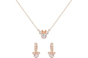 Disney Minnie Mouse - Set di Collana con Pietre cz placcate Due tonalità, Misura Unica, Ottone, Senza Pietre preziose