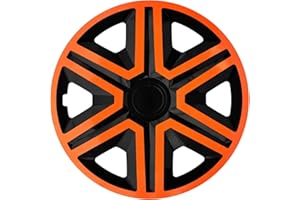 Ohmtronixx Action - Tapacubos (15 pulgadas, 4 unidades), color negro y naranja