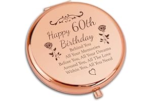 GiftGem 60th Birthday Gifts for Women - Fun Compact Makeup Mirror, Perfect Travel Presents