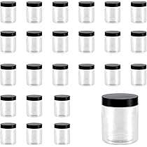 PINGEUI 42 stuks 150 ml doorzichtige cosmetische potten met deksels, ronde lege monsterpotten, plastic container met brede opening voor specerijen, bonen, make-up, granen, ambachten