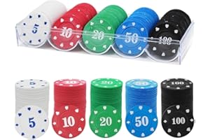 VicBou Plastic Poker Chips 100 Poker Chip Set with Storage Box, for Counting Marker Poker Chips Roulette Casino Chips Poker Ceramic Chips Casino Party Board Games…