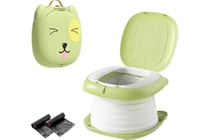 MINVOO Orinal Portátil Niños Plegable Baño Portatil Niños Orinales Infantiles WC Portatil Inodoro Plegable para Bebé Ayuda para Aprender a ir al Baño pare 1-6 años Casa y Viaje (Perro Verde)