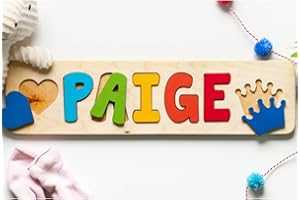 Puzzle de Noms personnalisés pour Les Enfants, Lettres de Blocs de Bois pour l'éducation préscolaire, Jouets de Noms personnalisés pour Les bébés et Les Filles de 1 an (C)