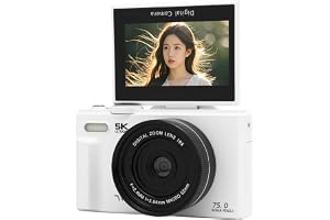 5K Digitalkamera, 75MP WiFi Point och Shoot Camera med 18x Digital Zoom 3,0 Tum Flip Screen Portable för Fotograferingsvideo Webcam Travel Vlogging