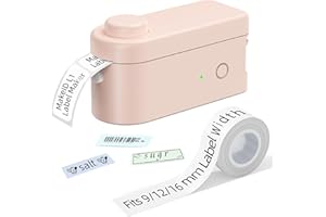 Makeid Label Maker Machine L1, Sticker Maker Machine with 16mm Tape, Portable Bluetooth Label Printer for Home Office Organization, Compatible Android & iOS, USB Rechargeable(203dpi Pink)