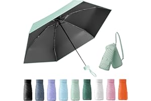 Wydexint Kleiner Regenschirm, portable folding umbrella, mini reise regenschirm, leichter Reiseschirm, taschenschirm, UV-faltbar mit Kapselbox, reisewasser- und winddicht für Männer und Frauen