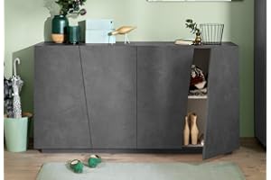 Web Convenienza Madia con 4 Ante Made in Italy – Credenza Contenitore Collezione Sprint per Soggiorno Cucina Ingresso Sala da Pranzo Mobile Design moderno originale Ardesia - 160 cm