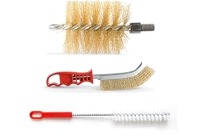BARETTO Kit Pulizia Camino, Accessori Camino, Kit Scovolini per la Pulizia del Camino, Include 1 Scovolo in Acciaio da 130 mm, 1 Scovolo Multiuso, 1 Spazzola Manuale