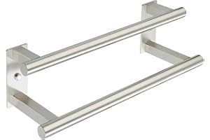 Mooche Brushed Towel Rail Wall Mounted, Bathroom Towel Holder Double Towel Rack for Bathroom, SUS304 Stainless Steel 400MM Towel Shelf Double Towel Bars for Hotel,Kitchen,Drawing Room,Toilet