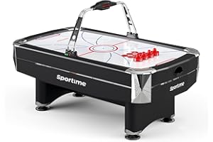 ‎SPORTIME Sportime Airhockeytisch Taifun | Profi Airhockey-Tisch mit Luft-Gebläse, Elektronischem Zähler, 4X Schlägern, 6X Pucks | 116 kg | 213x122x81cm | Markenqualität