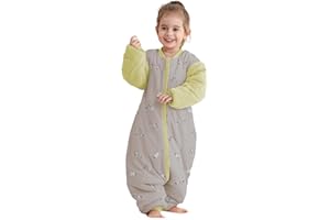 MIRACLE BABY Baby kids Sleeping Bag with legs 2.5 tog removable sleeves, toddler sleeping bag with feet Winter Warm Cotton Swaddle Wrap 6-18 Months, 2-4 Years