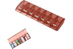 Ikadiya Portapillole Settimanale Contenitore A 7 Giorni, Settimanale Medicine, Portapillole - Portapillole - Box Tablet - Dispenser Settimanale [Rosso]