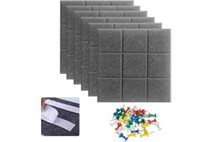 LMYDIDO 6 Stück Große Pinnwand Filz Selbstklebend mit 35 Pinnnadeln 30x30cm Filzboard Memoboard Korkwand Pinnwände Korkplatte Bulletin Board Wanddekoration für Büro Küche, Fotos Memos (Dunkelgrau)