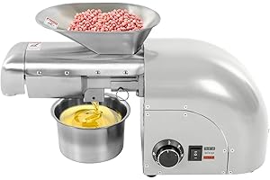 FERMOIRPER Oil Press Machine Stainless Steel Industrial Heavy 1800 W Electric Oil Mill Walnuts Adjustable Temperature 122-572°F for Peanuts, Walnuts, Soybeans, Sesame Seeds, Rapeseed (Silver)
