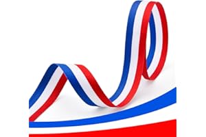 JYZPJ Red White and Blue Ribbon - 25mm x 2m Two-Sided Coronation Ribbon with Blue Striped Union Jack Pattern for British Craft, Holiday, Party Decoration, Gift Wrapping, Crafting, Sewing, Medal...