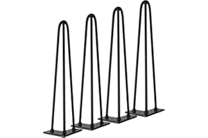 Qrity [Upgrade Lot 4 Hairpin Table Legs, 40cm DIY Metal Legs, 3-Rods, Stronger, with Screws and Floor Protectors