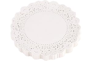 VIAGASAFAMIDO 180pcs Celebrations Napperons Ronds Dentelles Papier Blanc Dentelle Creuse Ronde Papier Cake Pads Papier Décoratif Napperons en Vrac pour Gâteau De Vaisselle De Mariage Décoration Disponible (21.5cm)
