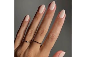 KQueenest Beige Press On Nails Kurz, Acryl Nägel zum Aufkleben Kurz Runde, Einfarbig Fake Nails Mandel Fingernägel zum aufkleben, Glänzende Gel Kunstnägel für Frauen Alltagstauglich 24 Stück