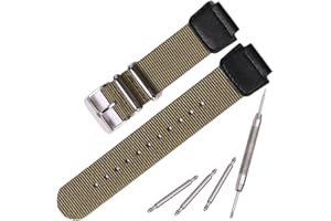 MCXGL Nylonowy pasek do zegarka, kompatybilny z Casio AE1200WH AE-1000 SGW-300H SGW-400 AQ-S810W 18 mm, męski skórzany pasek do zegarka, pierścień ze stali nierdzewnej