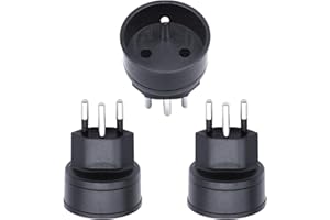 DENTJET EU auf Schweiz/Liechtenstein Adapterstecker, 2-poliger DE/FR/IT/ES Stecker auf Schweizer 3-polige Steckdose für Frankreich/Deutschland Besucher (3 Stück Schwarz)