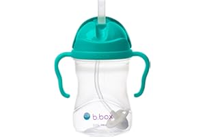 b.box Kubek z dzióbkiem z obciążoną słomką i łatwymi do chwytania uchwytami, zabezpieczony przed wyciekiem, kubek do trenera, butelka na wodę wielokrotnego użytku dla niemowląt, z prostą klapką, 240
