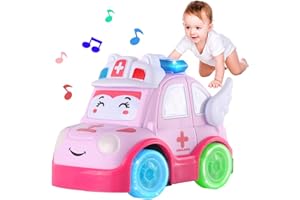 GIAPOO Baby Toys for 1 Year Old Girls Ambulance Baby Girl Toy Cars for Kids Early Education Crawling Toys with Musical Light, Infant Light up Music Toy Interactive Toys, Toddle Birthday Gift 1 2 Year Old