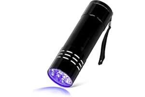 WedDecor UV Torch, Ultraviolet Torch with Black Light for Pet Urine and Stain, Money Checker, LED Flashlight, Portable Torch, 3 x AAA Battery (Not Included), Stain Finder for Carpets, Black, 1pc