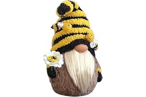 ESTOVE Garden Gnome Statue，Bee Gnome Spring Sunflower Doll Decor, Handmade Bumble Plush Faceless Doll Ornaments, Bedroom Desktop Gnomes Ornaments, Indoor Spring Decor for Home