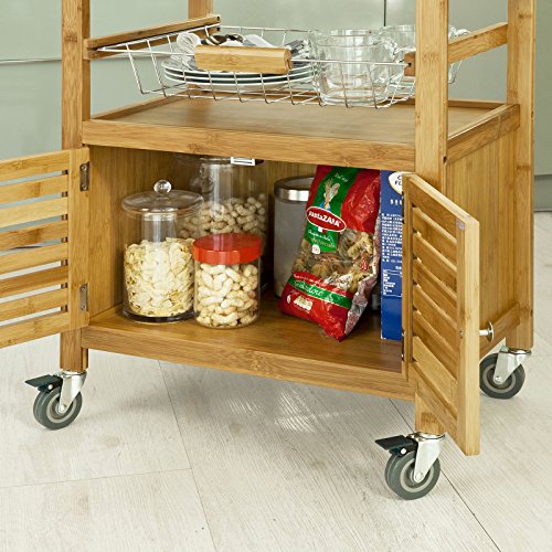 SoBuy® Servierwagen aus hochwertigem Bambus,Küchenwagen,Küchenregal, B60xT40xH92cm FKW09-N - 7