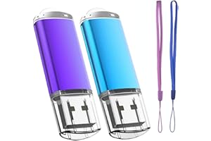 Cle USB 8 Go, EASTBULL Clé USB 2.0 Flash Drive Stockage Disque Mémoire Stick avec Cordes, Ensemble de Deux, Bleu/Violet