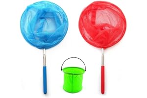 UQMIQURA Teleskop Kinder Kescher mit Teleskopstange, Kinder Schmetterling Net, Outdoor Ideal Zum Fangen von Insekten Angeln Outdoor Gartenaktivitäten Natur Wissenschaft Exploration Werkzeug