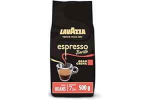 Lavazza, Espresso Barista Gran Crema, Drum Roasted Coffee Beans, Ideal for Espresso Coffee Machines, Aromatic Notes of Dried Fruit and Flowers, Arabica and Robusta, Intensity 7/10, Light Roast, 500 g