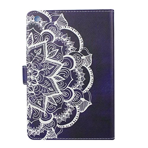 iPad Mini Schutzhülle Leder, iPad Mini2 Hülle, iPad Mini 3 Bumper Hülle, Moon mood® Ledertasche für Apple iPad Mini 1/iPad Mini 2/iPad Mini 3 7.9 Zoll, PU Leder Cover Hülle Folio Handyhülle Gemalt Muster Premium Bumper Tasche Backcover Handytasche Stand Etui im BookStyle Tasche mit Totem Mandala Entwurf Standfunktion Halter Kreditkarte Slots und Magnetverschluss Cover mit Weich TPU Innere Etui für iPad Mini 2 (nicht für iPad Mini 4) - 3