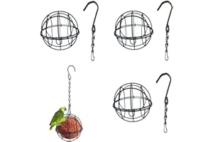 CuiCanfla 4 unidades de comedero para pájaros para colgar, comedero para pájaros, soporte para albóndigas, comedero para pájaros con tapa abatible, comedero para bolas de carbonero