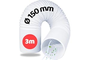 Home Melody Abluftschlauch 150mm 3 Meter PVC flexibel für mobile Klimaanlagen, Wäschetrockner, Abzugshaube, Flexschlauch Flexrohr Abluft-Schlauch Klimagerät Verlängerungsschlauch Fenster Luftschlauch