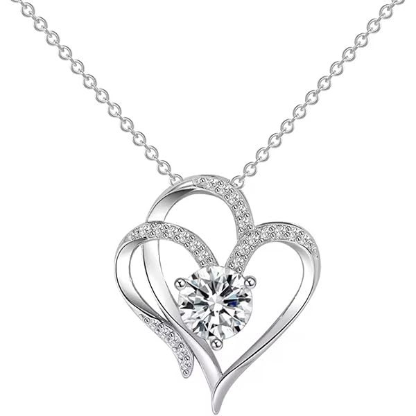 QUADRI Collana Donna In Argento 925 Con Ciondolo Cuore 2 Cm - Made In Italy, Catena 41+5 Cm