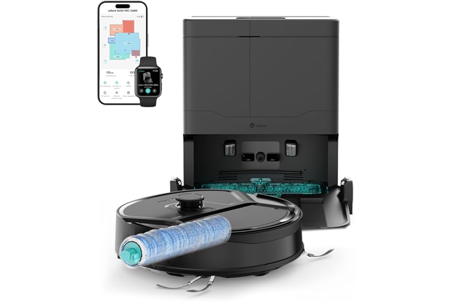 Lefant M210PRO OMNI Robot Vacuum Cleaner with Mapping, 18000Pa, Self-cleaning Roller, Laser dToF, Avoid PSD, Zero Tangles, Clean Water Wash, Avoid Carpets, WiFi 2.4G/5G/Alexa/APP