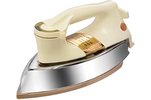 Bajaj DHX-9 1000W Heavy Weight Dry Iron | Advance Soleplate And Anti-Bacterial German Coating Technology | Multiple Temperature Levels | 2 Yr Warranty 【Ivory】