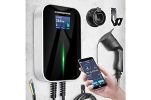 ‎MDDE Ev Ladegerät 11 kW- KfW förderfähig wallbox,16A Dreiphasig Schnellladung Typ 2 Ladekabel (6m) IEC 62196-2 für Hybrid- und Elektrofahrzeugen RFID Karten, (11KW-APP)